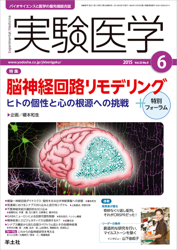 実験医学：脳神経回路リモデリング〜ヒトの個性と心の根源への挑戦