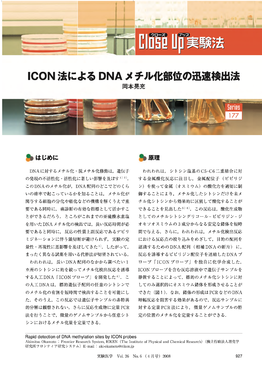 ICON法によるDNAメチル化部位の迅速検出法