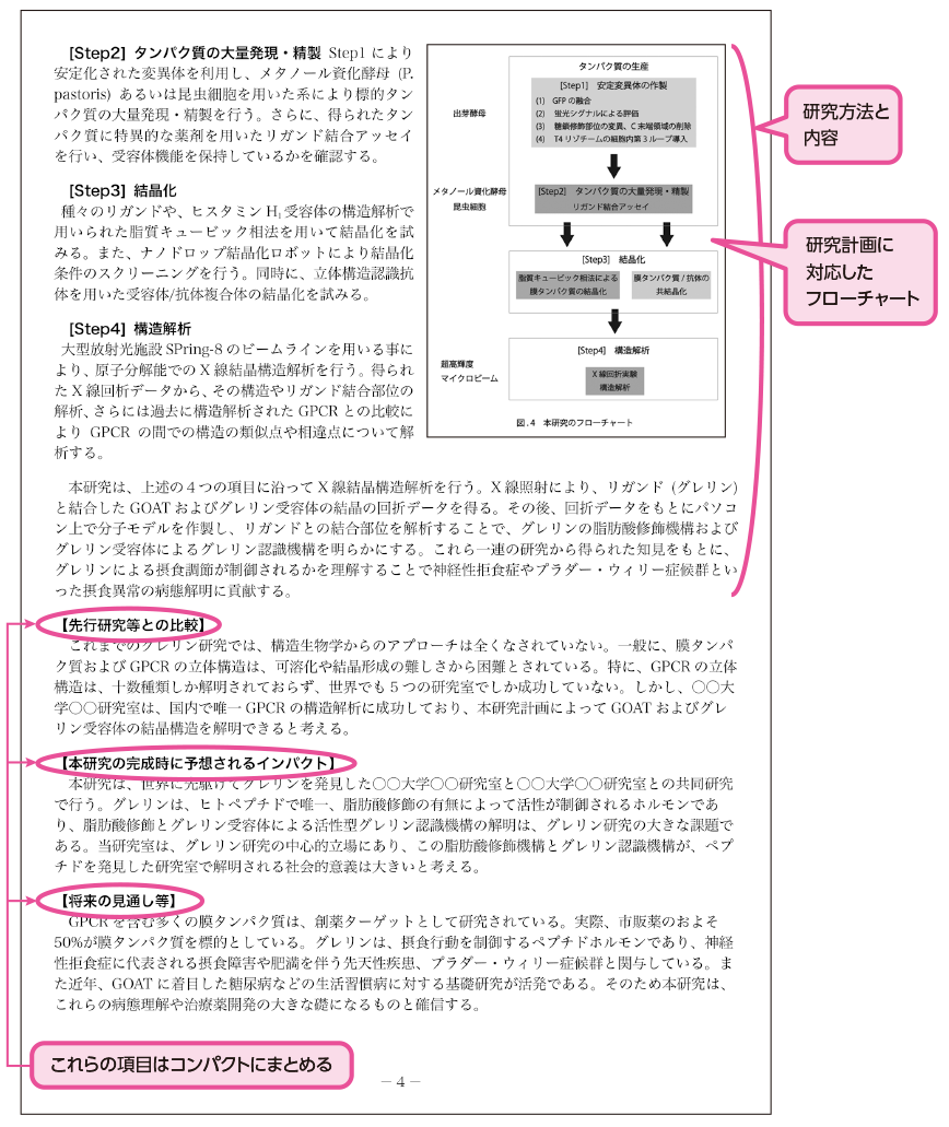 図2　「 2.【研究計画】」の「（2）研究目的・内容等」の見本　2ページ目