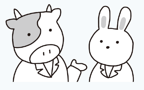 うし先生とうさぎ先生のイラスト